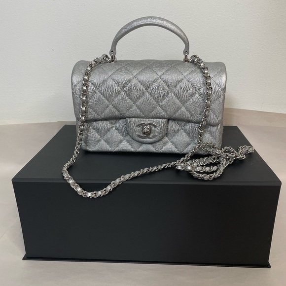 New CHANEL Caviar Quilted Mini Top Handle Rectangular Flap Bag - Picture 1 of 7